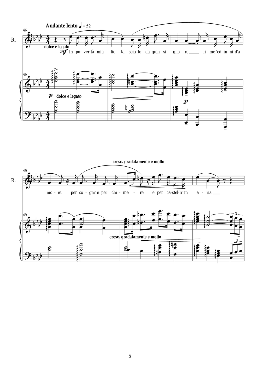 Puccini - La Bohème (Act1) Che gelida manina - Tenor and piano Voice Solo scores gallery preview page 5