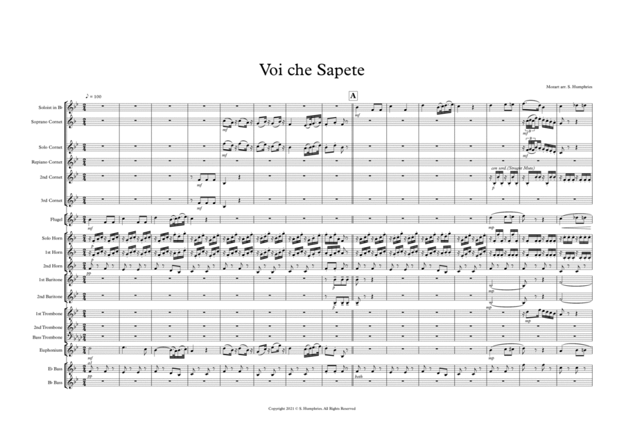 Voi Che Sapete (Say ye Who Borrows) from the Marriage of Figaro - Cornet Solo image number null