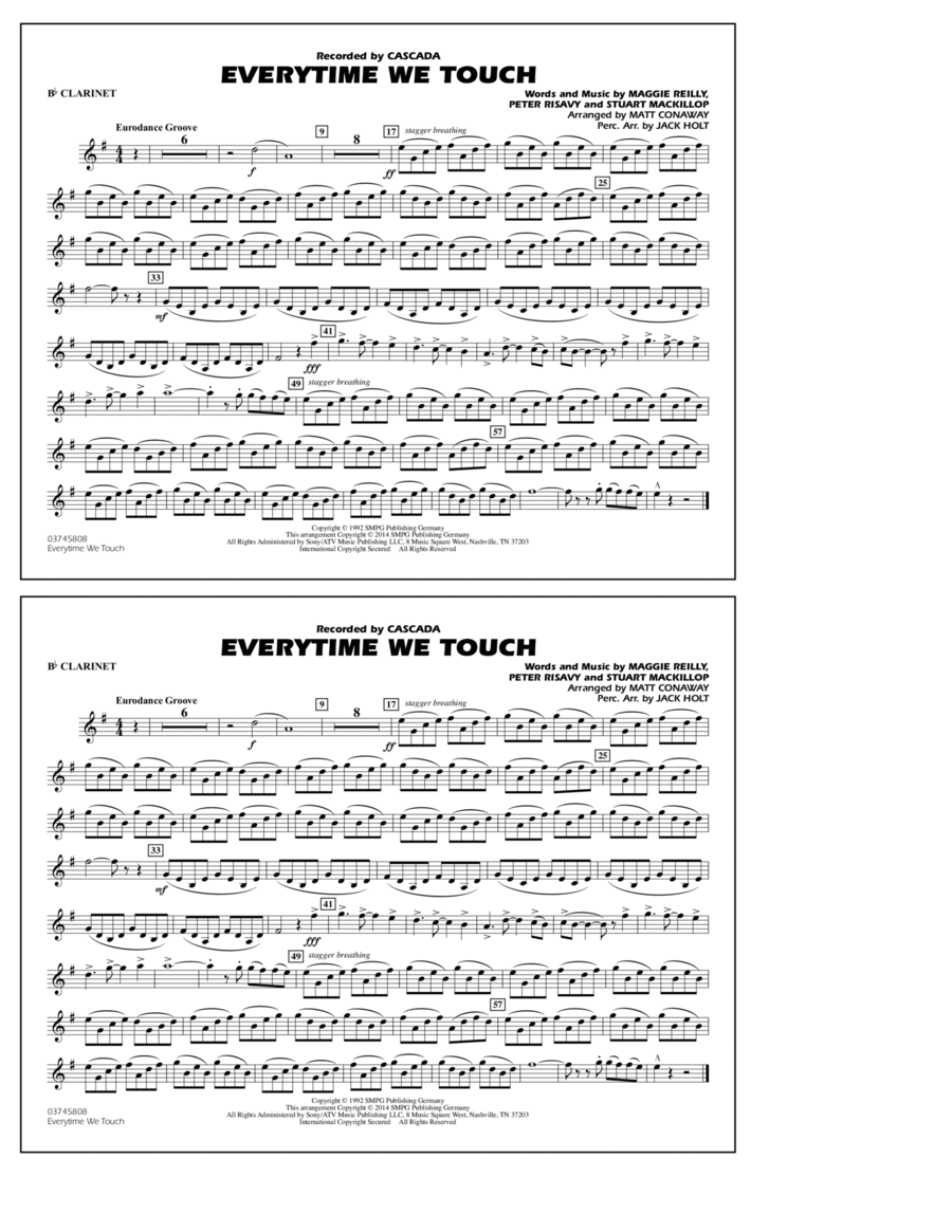Everytime We Touch - Bb Clarinet Marching Band scores gallery preview page 1