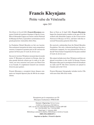 Book cover for Petite valse du Vénézuéla, opus 243