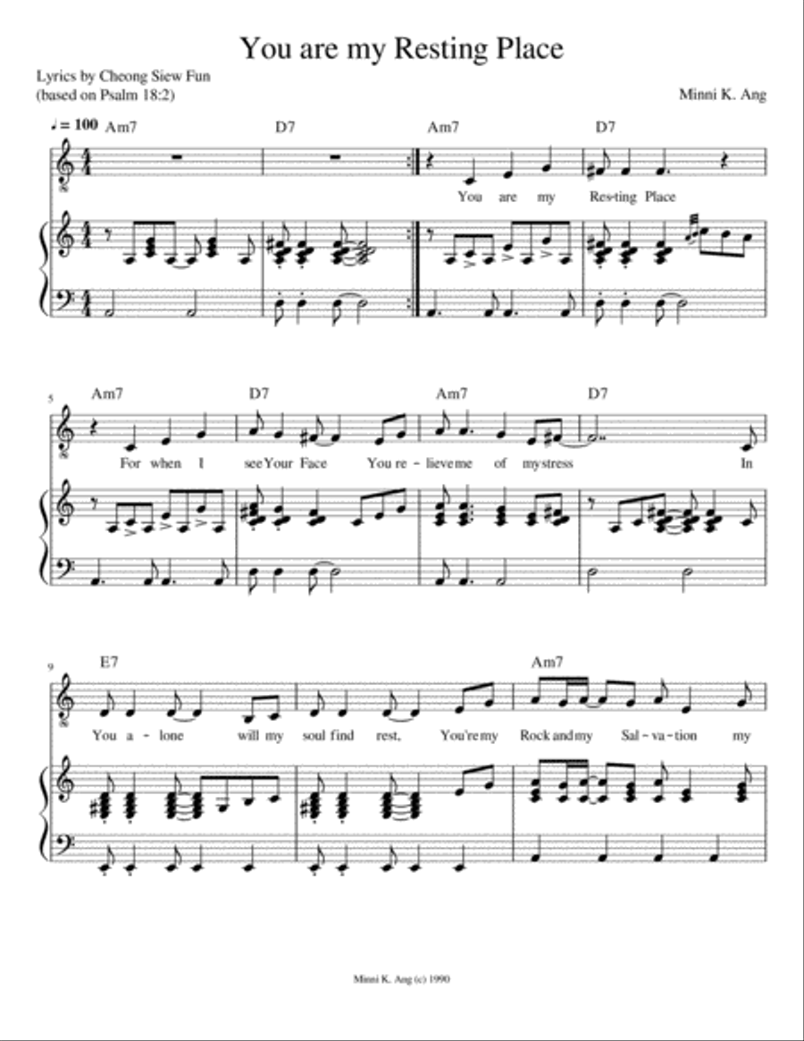You are my Resting Place Piano, Vocal scores gallery preview page 1