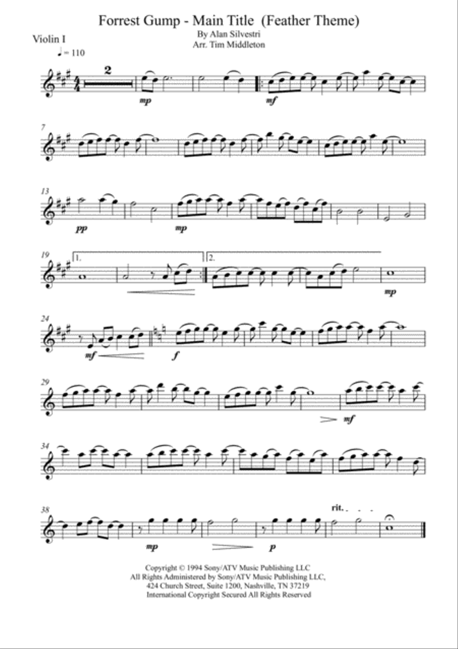 Forrest Gump - Main Title (feather Theme) String Quartet scores gallery preview page 2