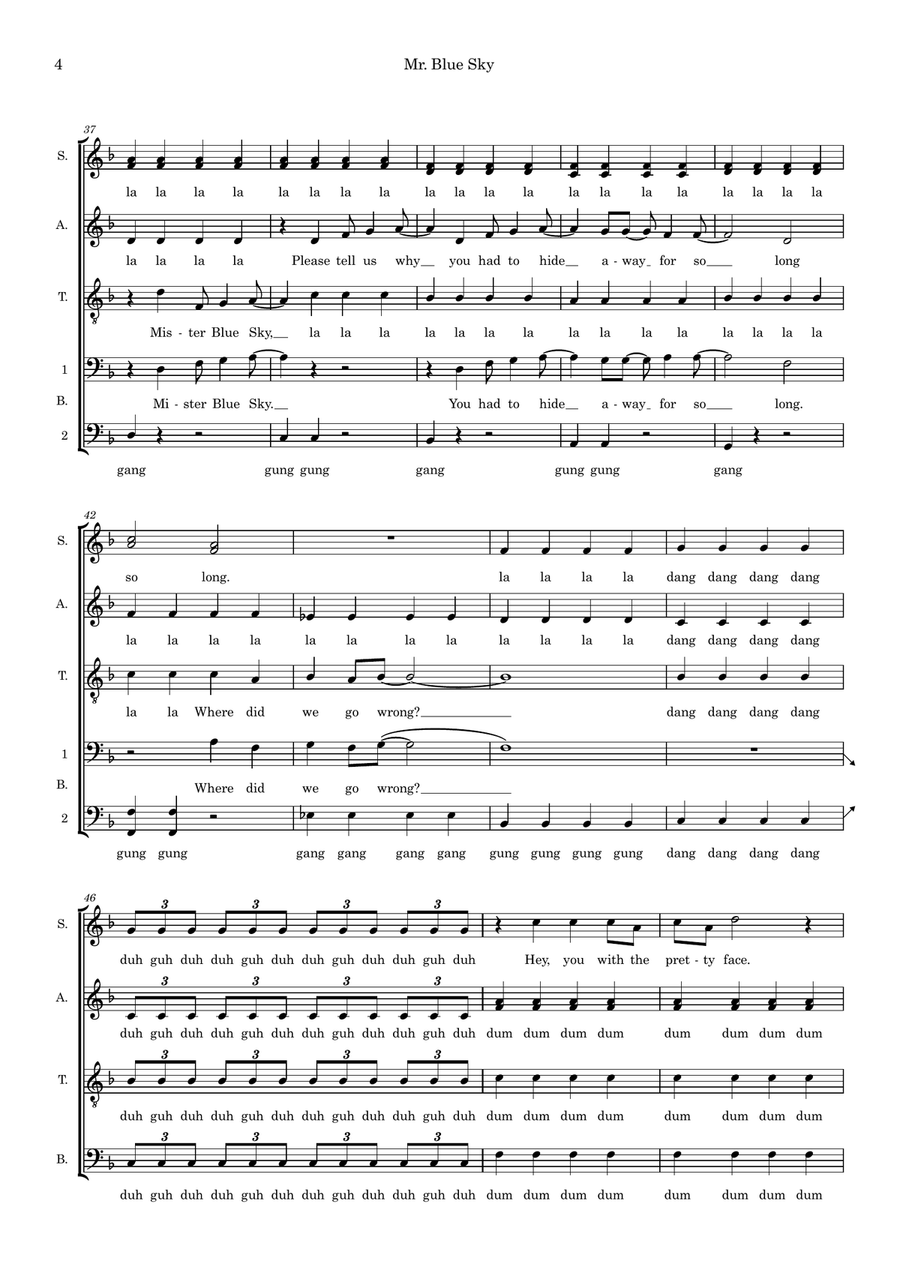 Mr. Blue Sky (arr. Ben See) 4-Part scores gallery preview page 4