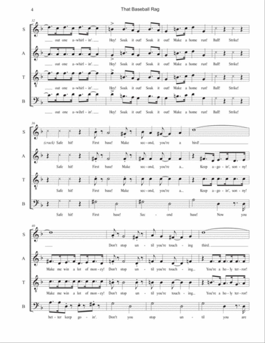 Baseball Songs (Complete Set) 4-Part scores gallery preview page 4