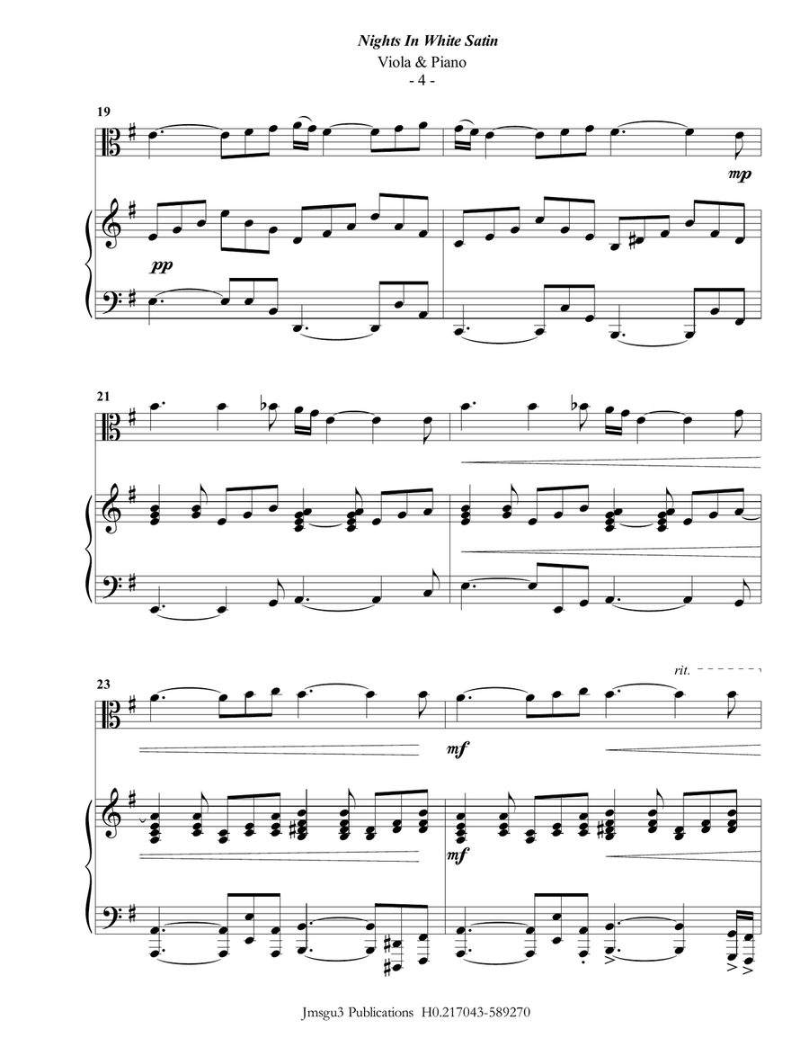 Nights In White Satin Viola scores gallery preview page 4