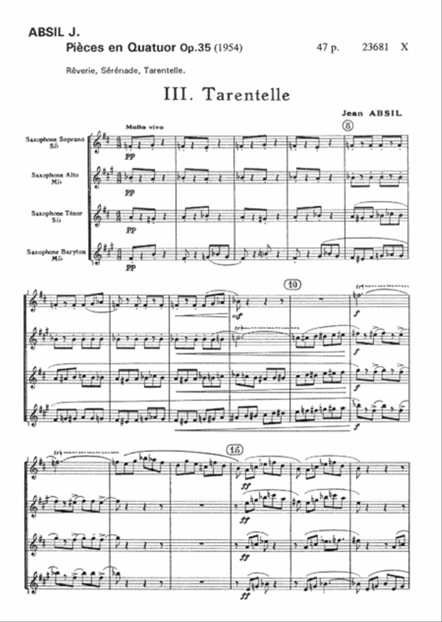 Pieces en quatuor Op. 35 Pieces en quatuor Op. 35 Saxophone Quartet scores gallery preview page 2