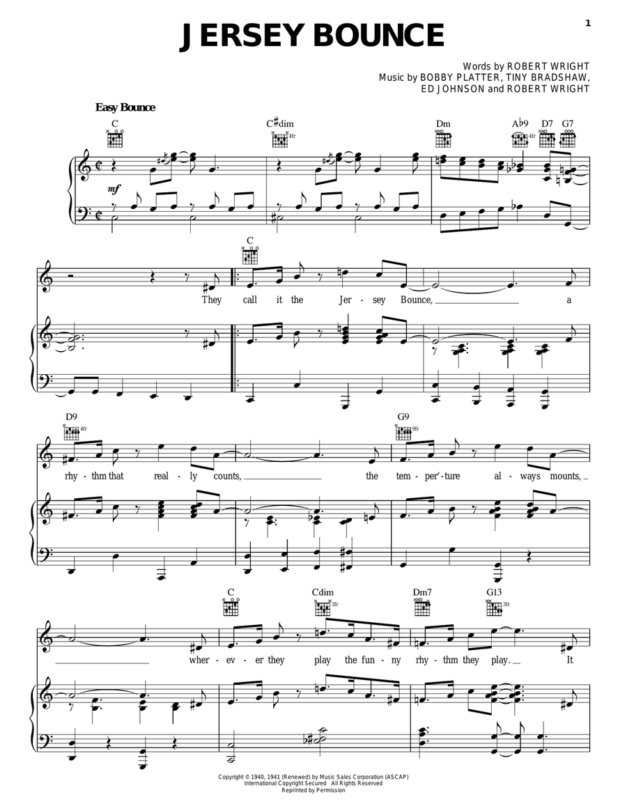 Jersey Bounce Jersey Bounce Piano, Vocal, Guitar scores gallery preview page 1