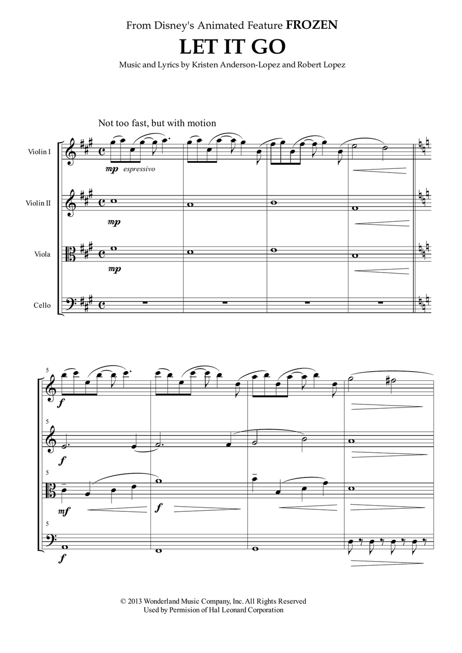Let It Go (from Frozen) String Quartet scores gallery preview page 2