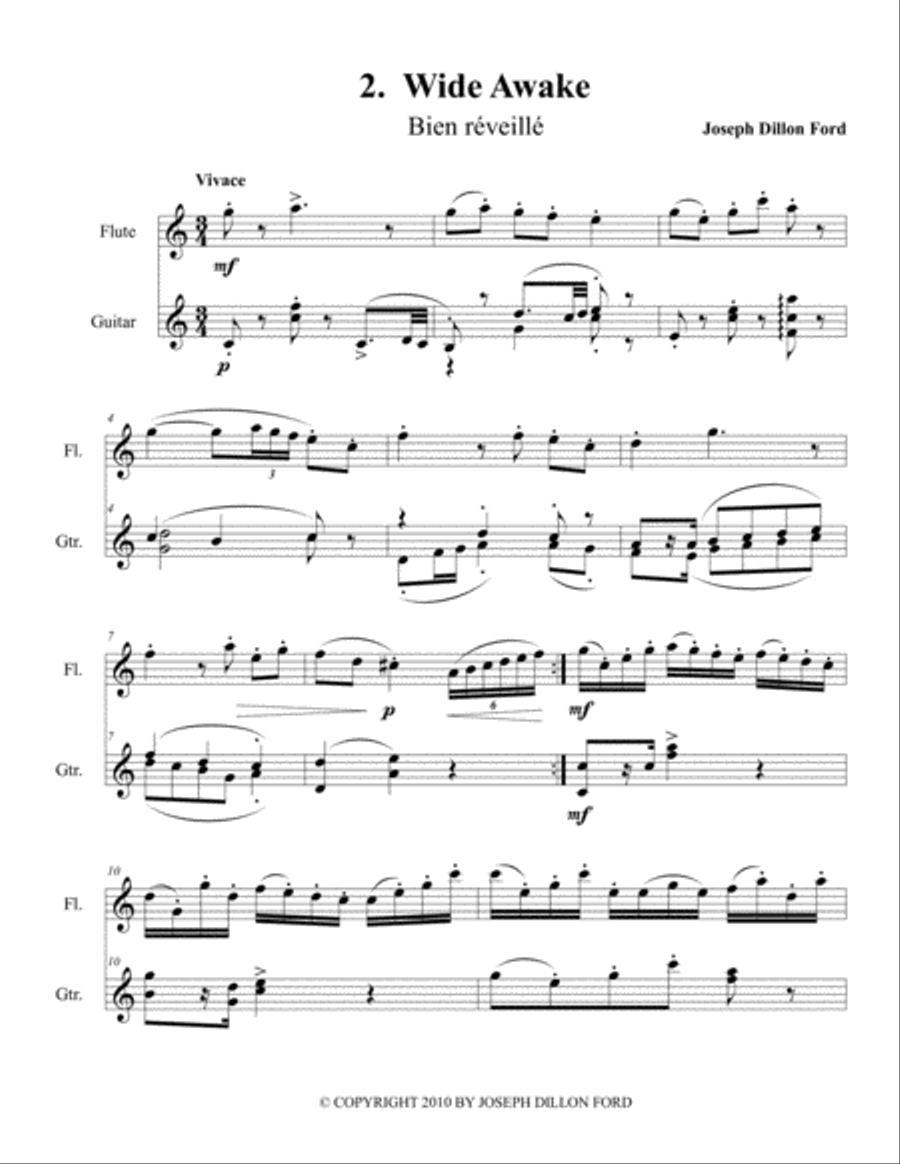 Dodo Titite - Wide Awake - for the Haiti 2010 earthquake appeal - flute and guitar Flute scores gallery preview page 1