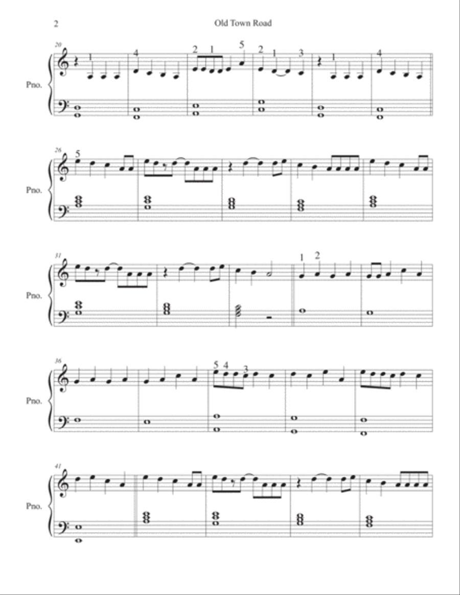 Old Town Road (remix) Easy Piano scores gallery preview page 2