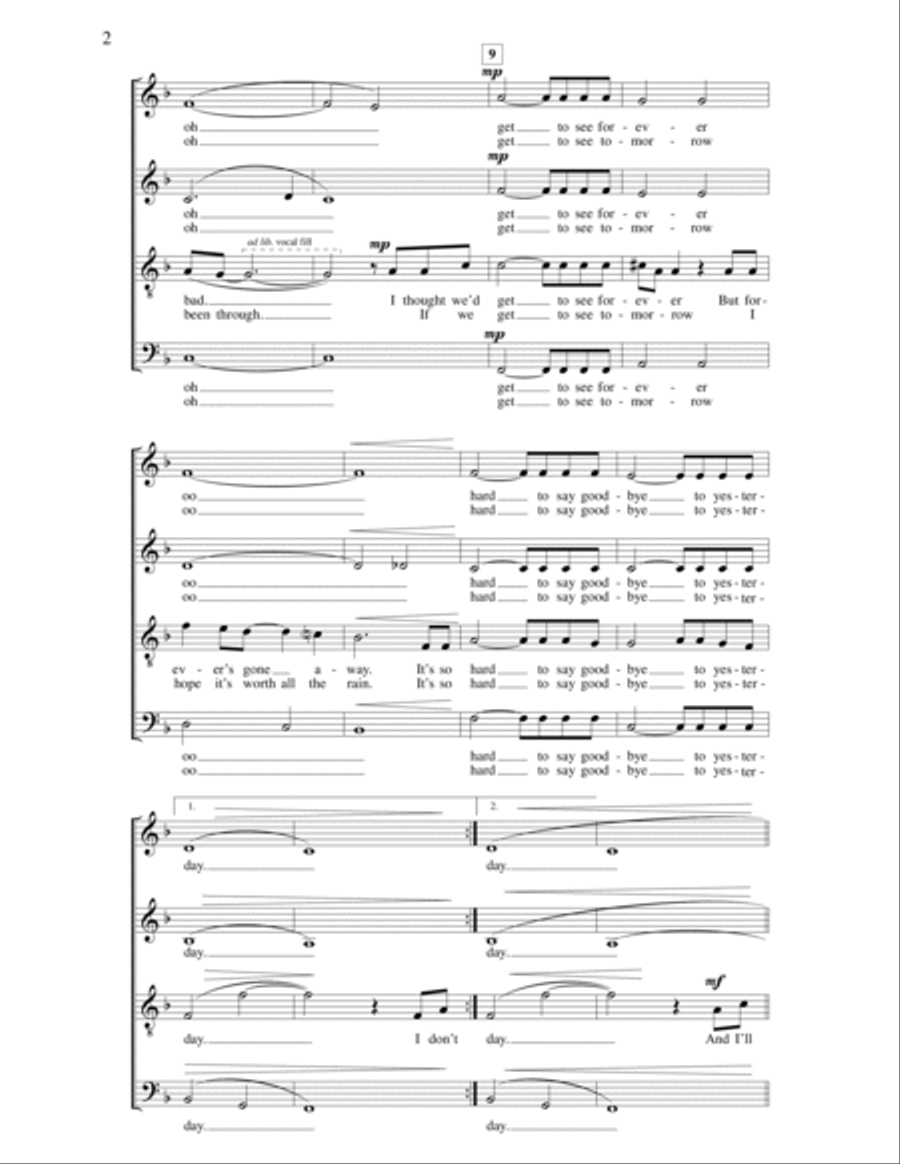 It's so Hard to Say Goodbye to Yesterday 4-Part scores gallery preview page 2