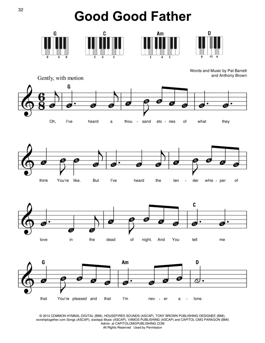 Good Good Father Easy Piano scores gallery preview page 1