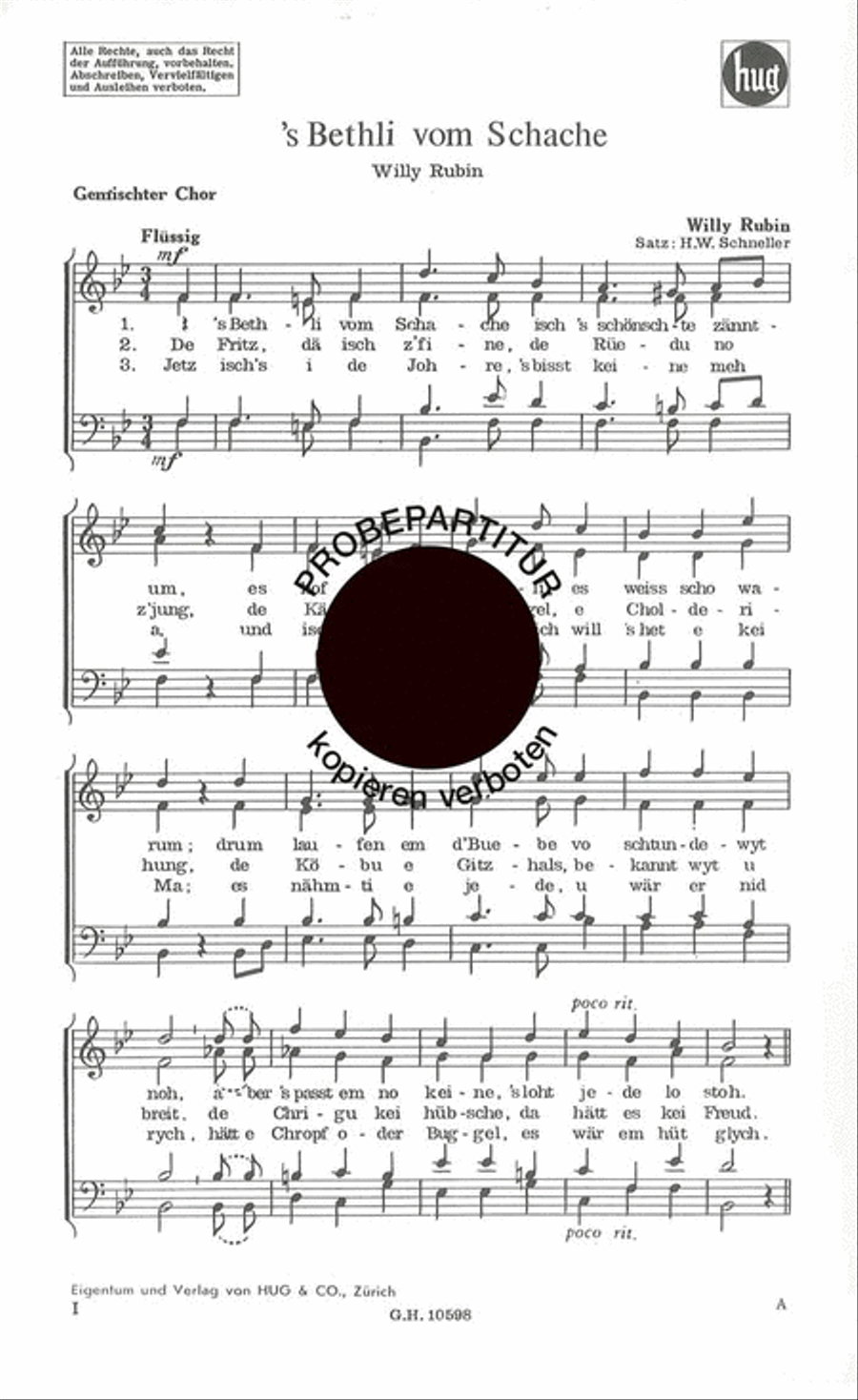 Bethli vom Schache Bethli vom Schache Choir scores gallery preview page 1