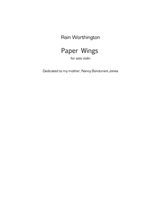 Book cover for Paper Wings – for violin