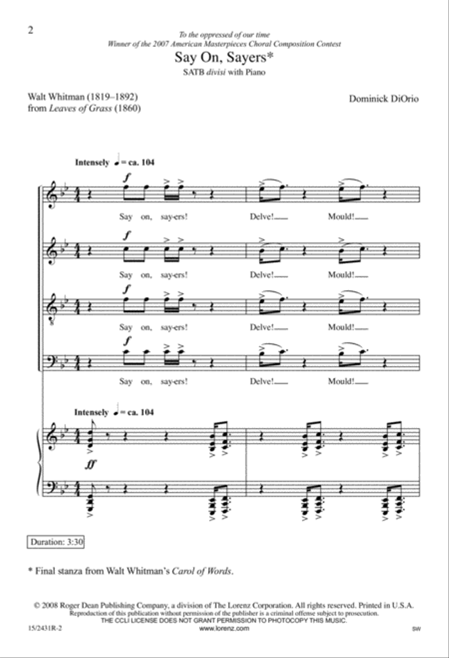 Say On, Sayers Divisi scores gallery preview page 2