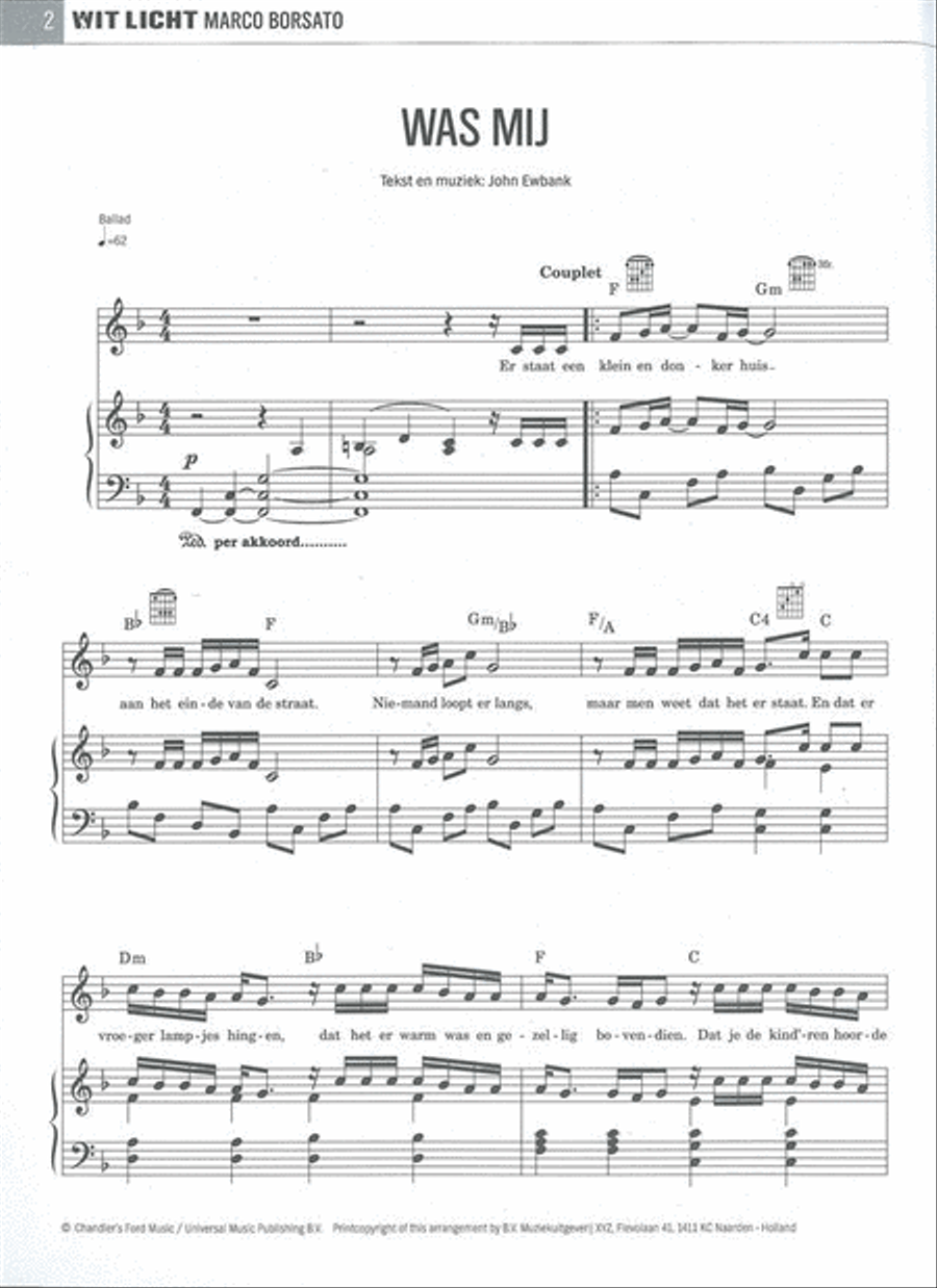 Marco Borsato - Wit Licht Piano, Vocal, Guitar scores gallery preview page 2