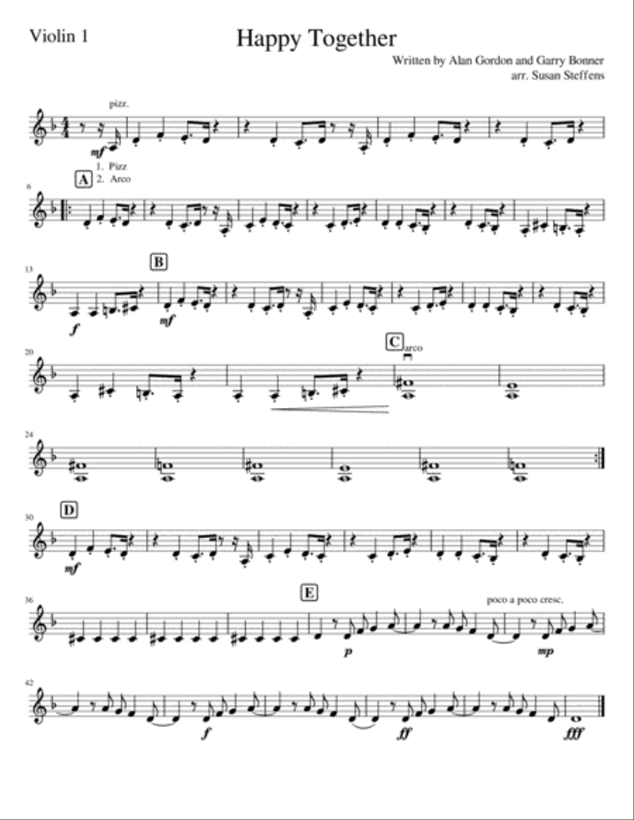 Happy Together Happy Together String Quartet scores gallery preview page 5