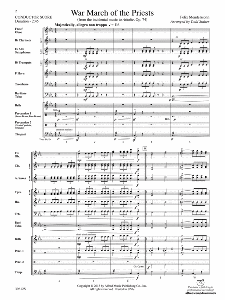 War March of the Priests: Score