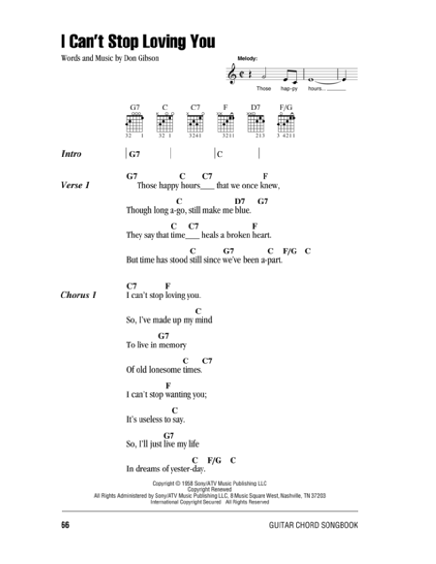 I Can't Stop Loving You Electric Guitar scores gallery preview page 1
