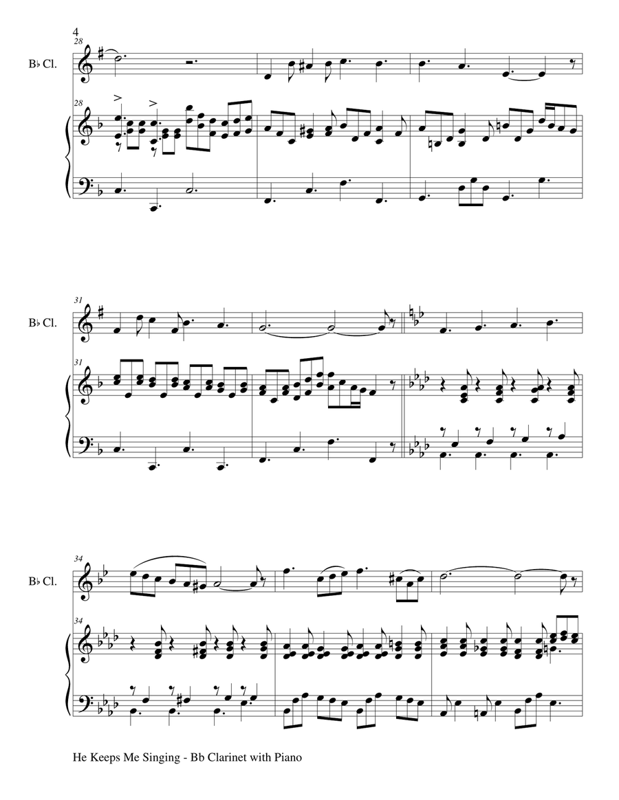 3 GOSPEL HYMN FAVORITES (For Bb Clarinet & Piano with Score/Parts) B-Flat Clarinet scores gallery preview page 5