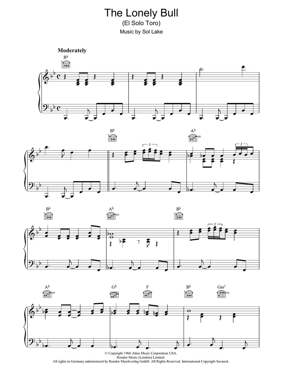 The Lonely Bull Piano Solo scores gallery preview page 1