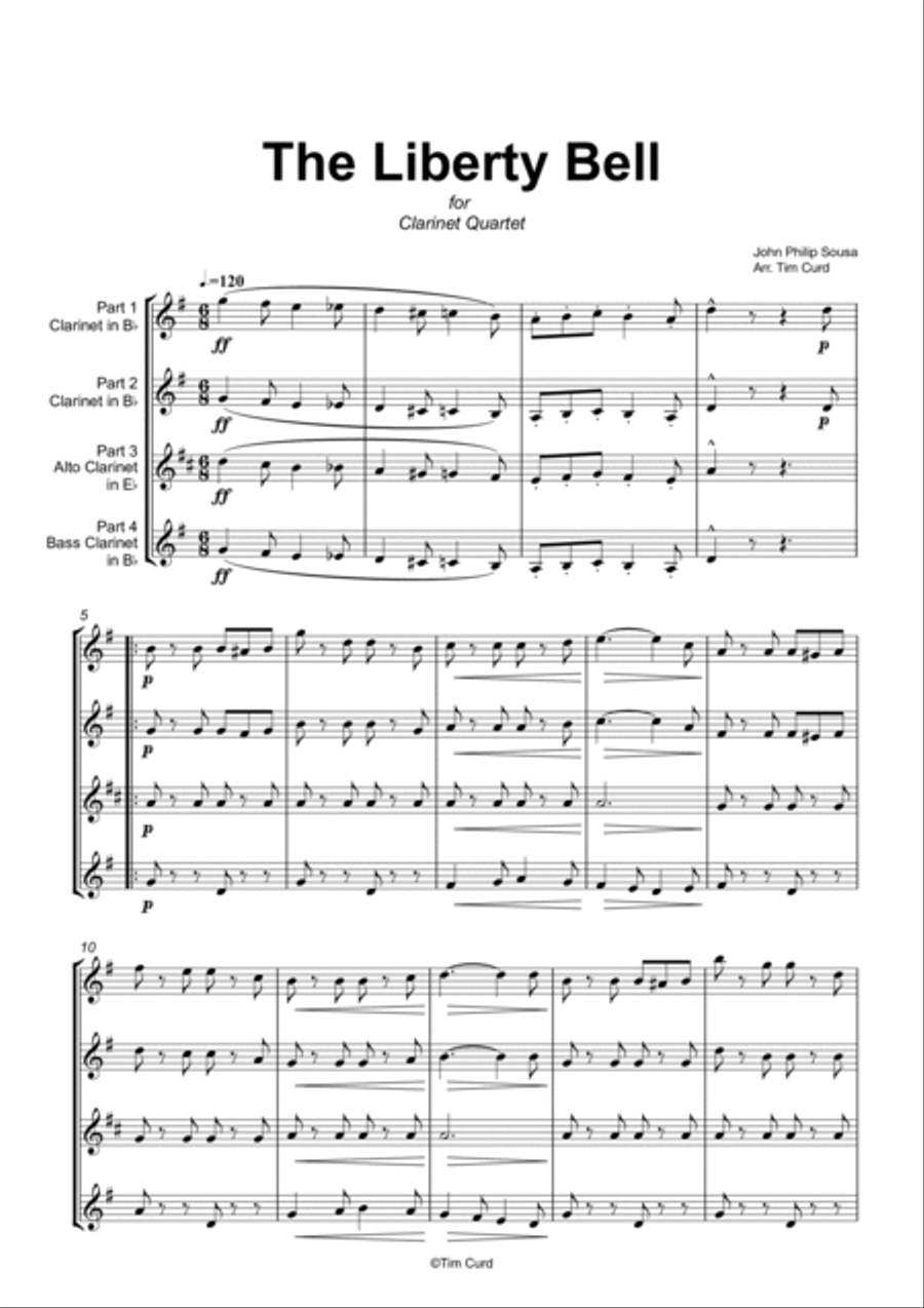 The Liberty Bell for Clarinet Quartet Clarinet Quartet scores gallery preview page 2