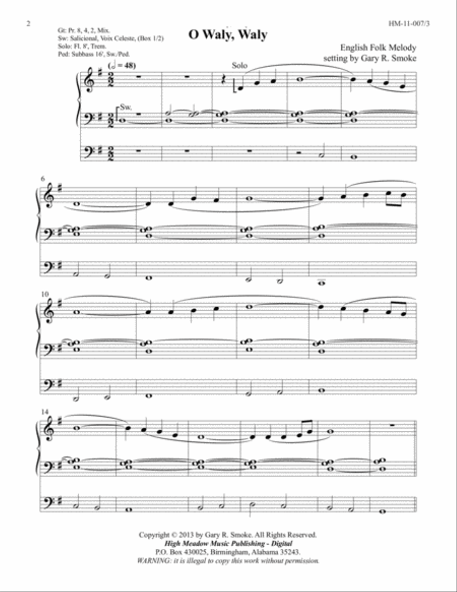 O Waly, Waly Organ Solo scores gallery preview page 2