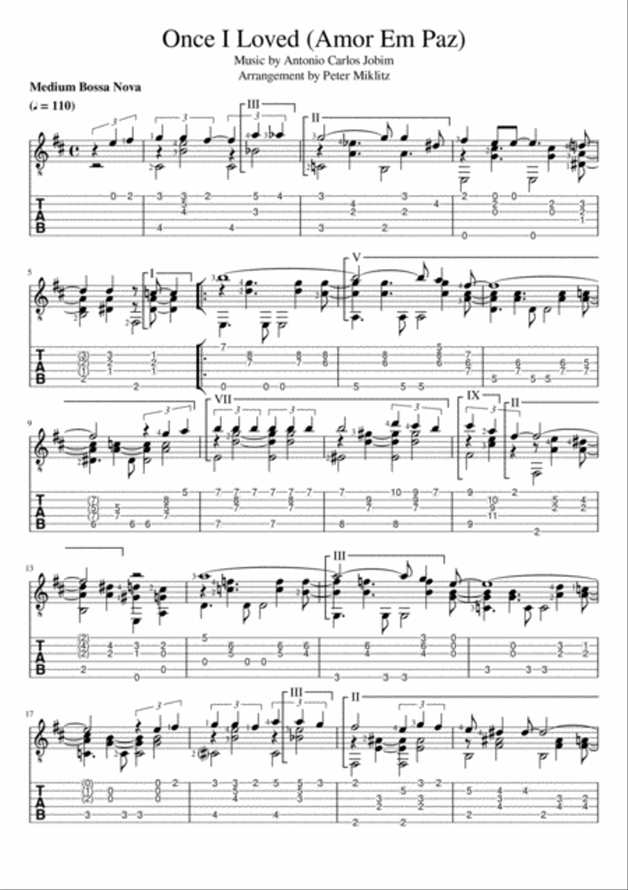 Once I Loved (amor Em Paz) (love In Peace) Guitar Solo scores gallery preview page 1