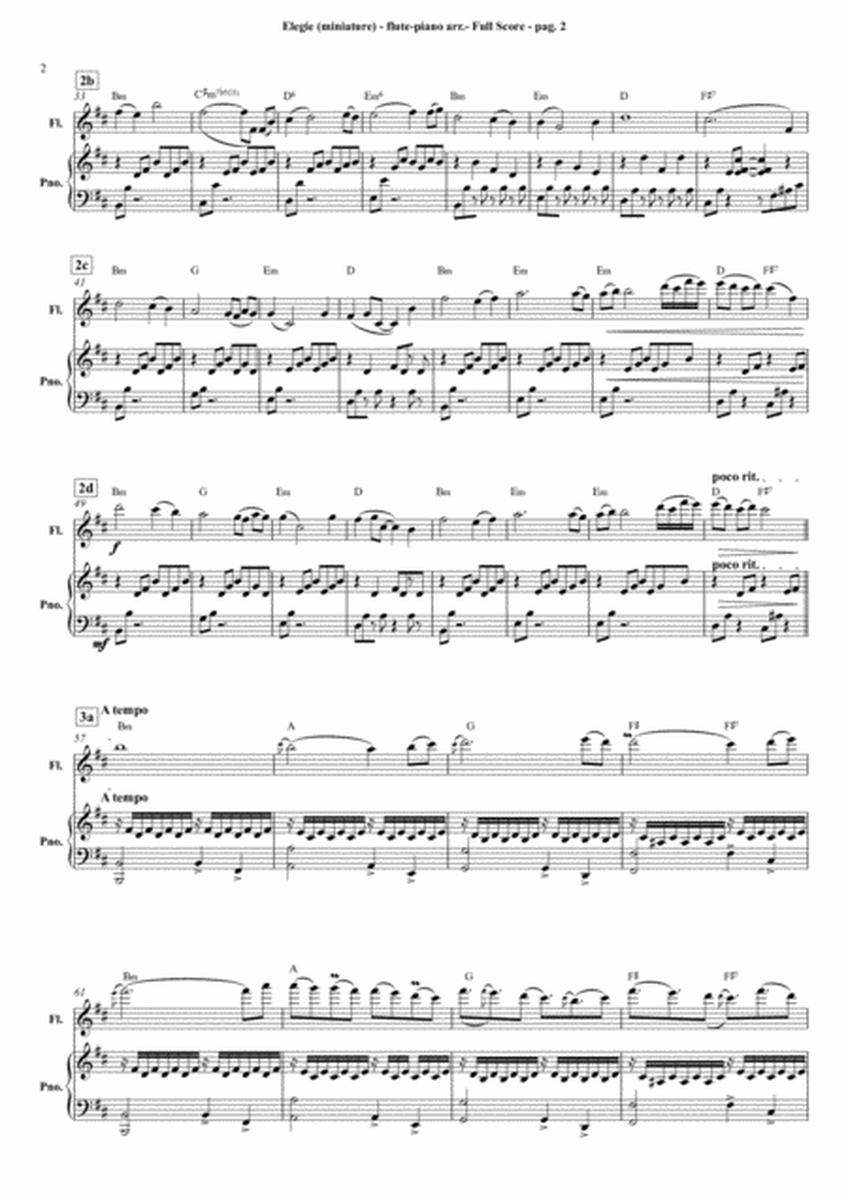 ELEGIE (ELEGY) (miniatura) (miniature) - aranjament pentru duet flaut-pian in Si minor (arrangement image number null