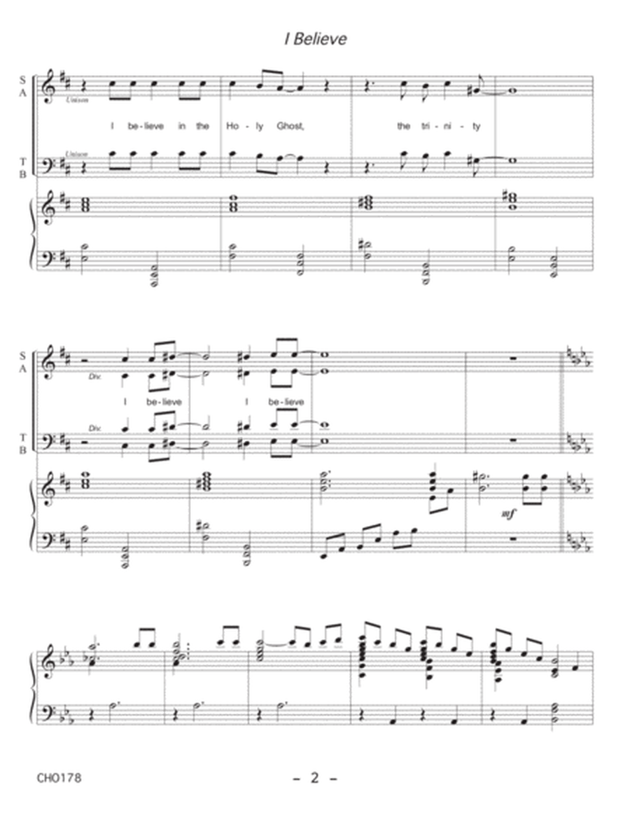 I BELIEVE - SATB CHOIR (div) with Piano Accompaniment image number null