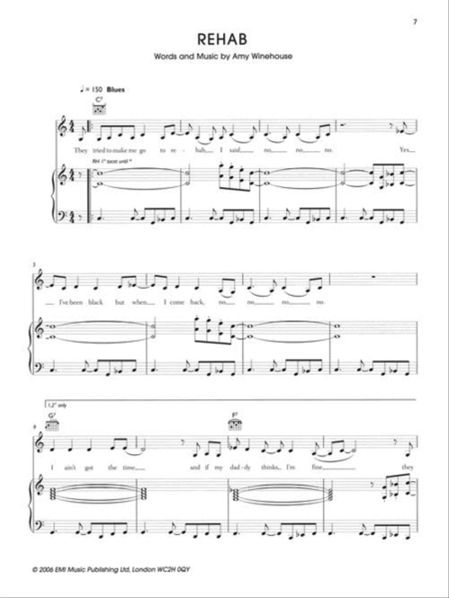 Amy Winehouse – Back to Black Piano, Vocal scores gallery preview page 7
