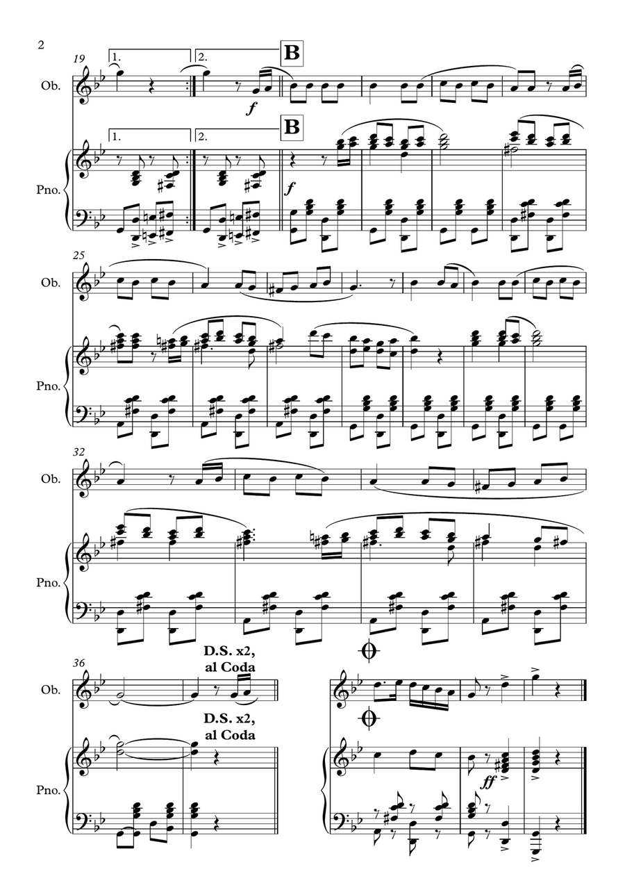 Pero mira como beben (los peces en el río) - villancico (oboe y piano) Pero mira como beben (los peces en el río) - villancico (oboe y piano) Small Ensemble scores gallery preview page 2
