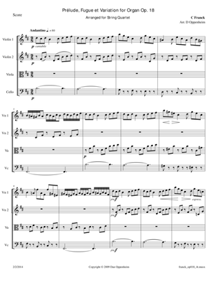Franck: Prelude, Fugue and Variation Op. 18 for String Quartet