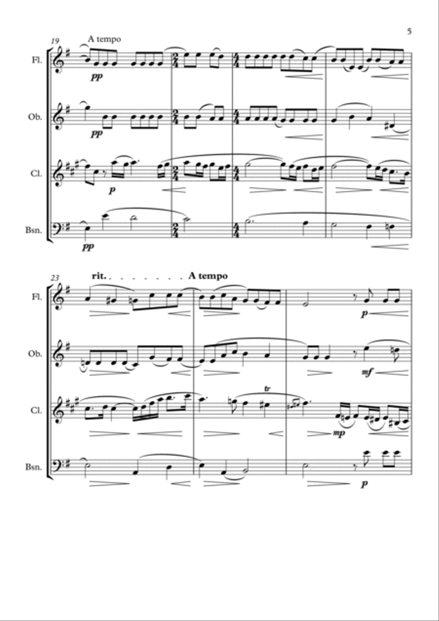 Vocalise Woodwind Quartet scores gallery preview page 5