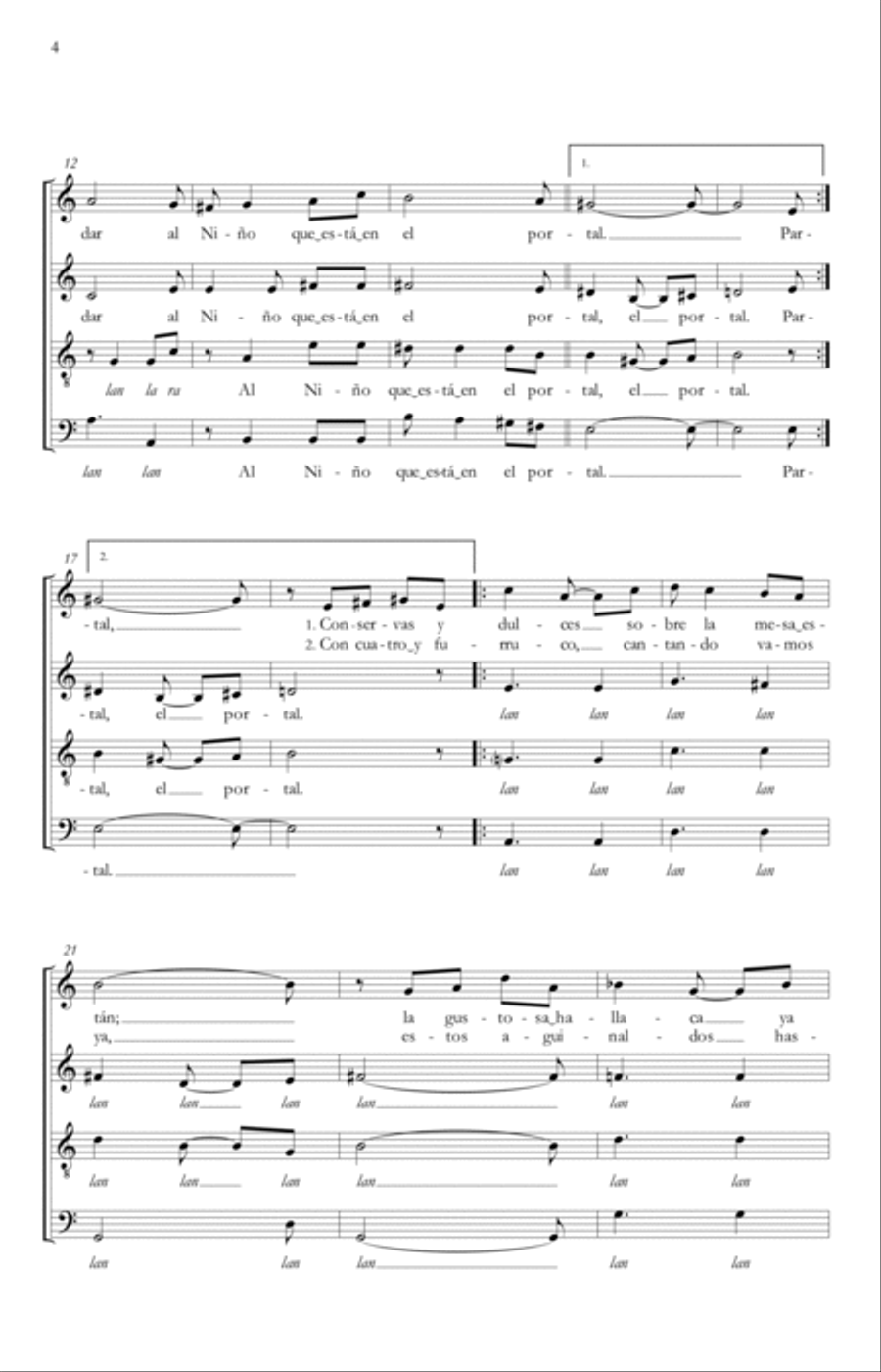 Partamos a Belen / La llegada de los Reyes (Two Venezuelan Christmas Carols) 4-Part scores gallery preview page 4