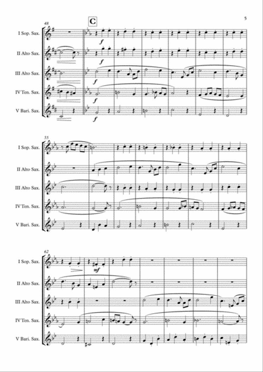 Once Upon A December from the Twentieth Century Fox Motion Picture ANASTASIA Saxophone Quintet scores gallery preview page 6