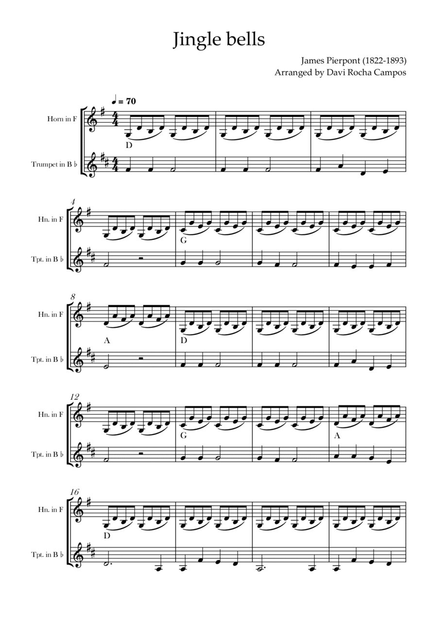 Jingle bells Brass Duet scores gallery preview page 1