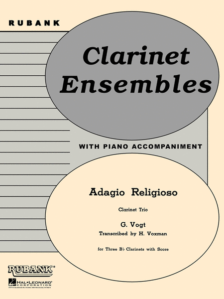 Adagio Religioso - B Flat Clarinet Trios With Score