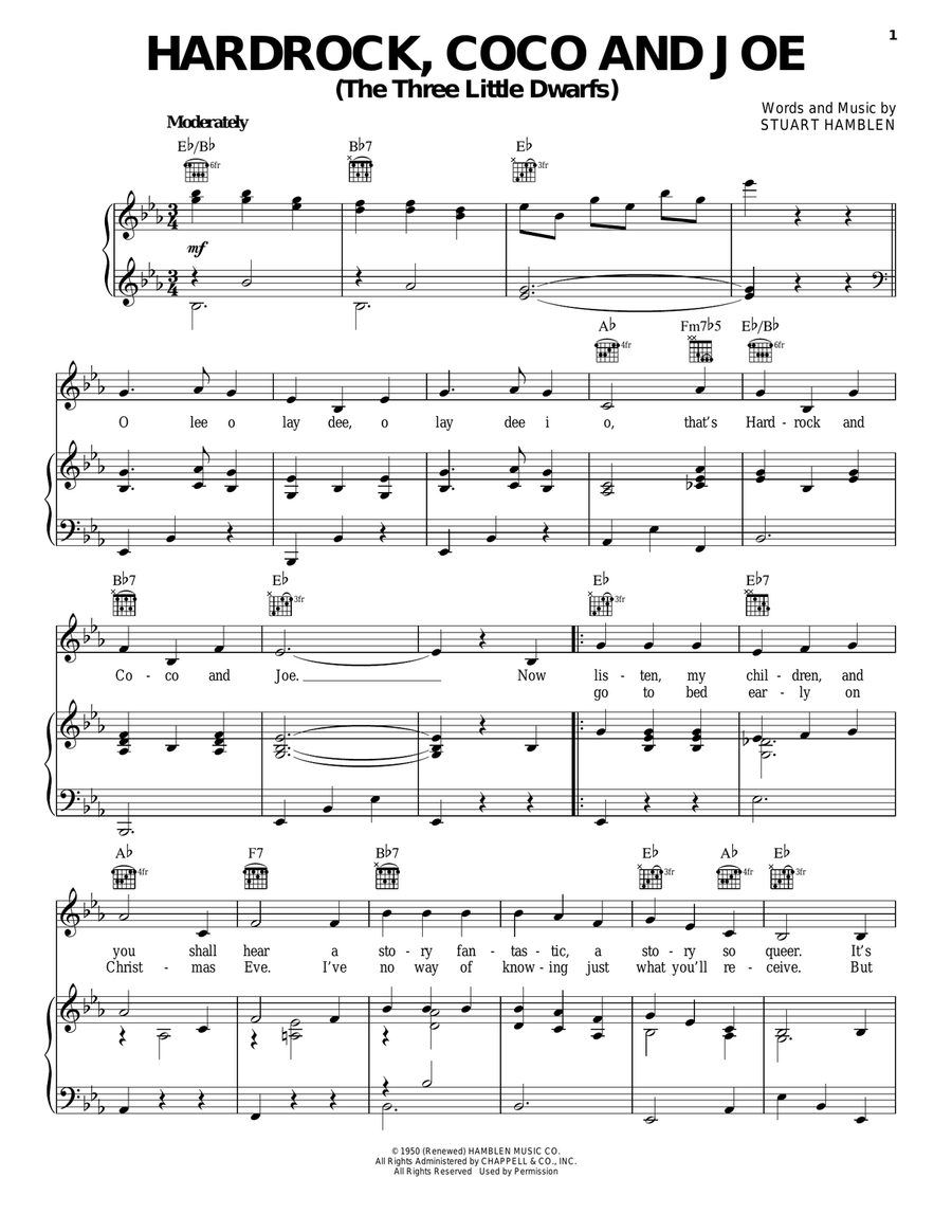 Hardrock, Coco and Joe (The Three Little Dwarfs) Guitar scores gallery preview page 1