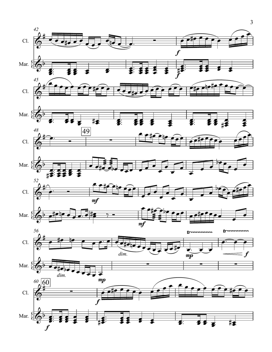 Three Greek Dances for Clarinet and Marimba Clarinet scores gallery preview page 3