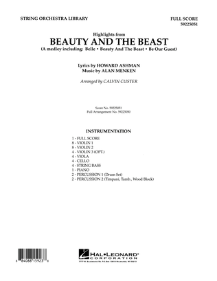 Beauty and the Beast Highlights (arr. Calvin Custer) - Full Score