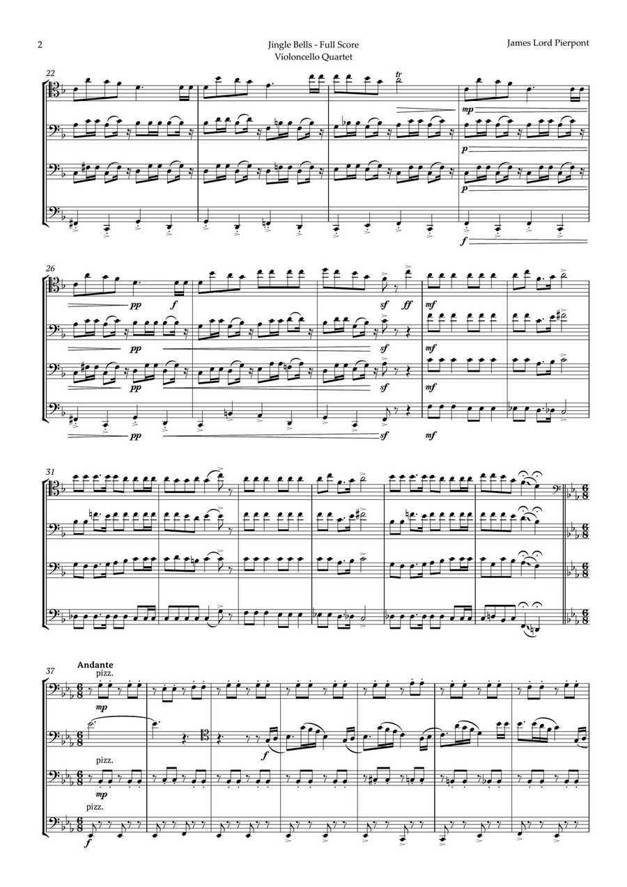 5 Christmas Songs for Violoncello Quartet plus one Bonus String Quartet scores gallery preview page 3