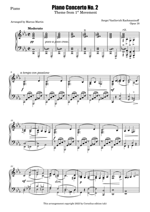 Rachmaninov Piano Concerto No 2 1st movement theme for Piano solo