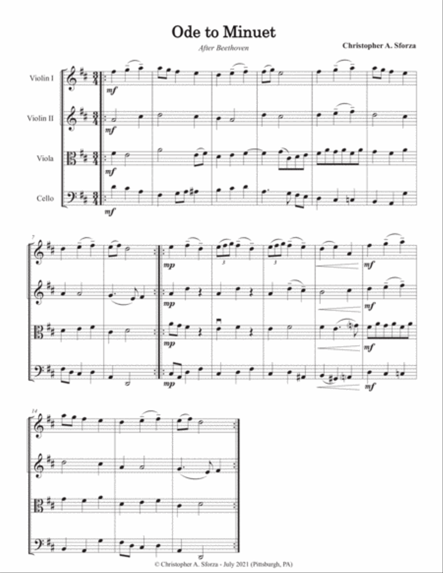 Ode to Minuet Small Ensemble scores gallery preview page 2