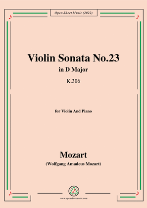 Book cover for Mozart-Violin Sonata No.23,in D Major,K.306,for Violin&Piano