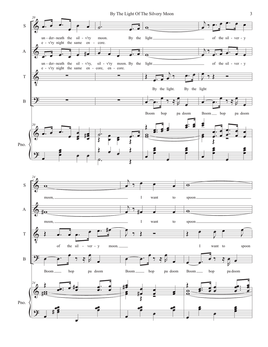 By The Light Of The Silvery Moon (SATB - Alternate Version) 4-Part scores gallery preview page 3