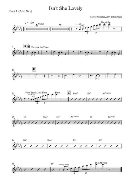 Isn't She Lovely sheet music for piano solo (PDF-interactive)