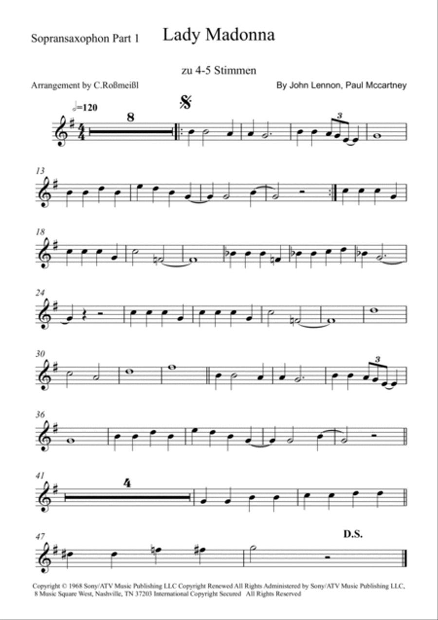 Lady Madonna Woodwind Quintet scores gallery preview page 6
