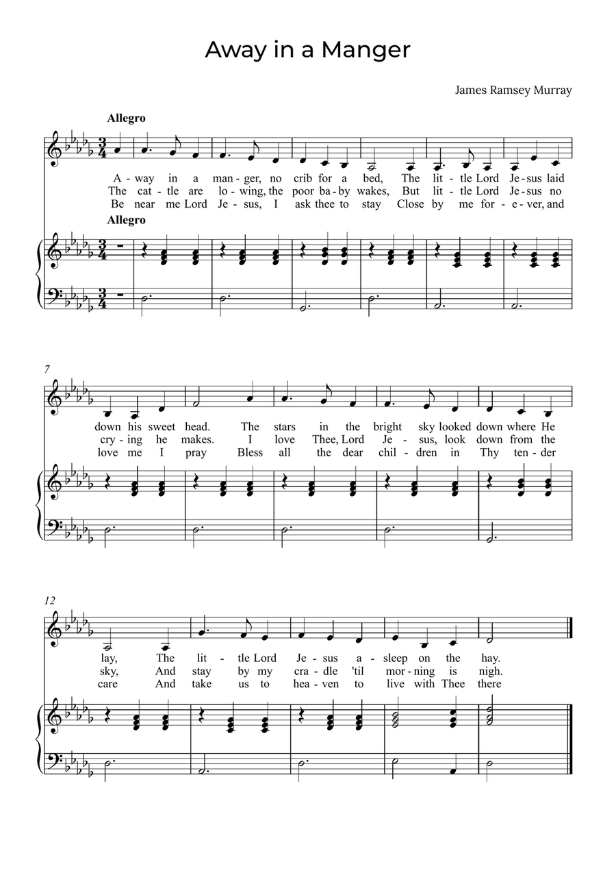 Away in a Manger - Alto in Db image number null