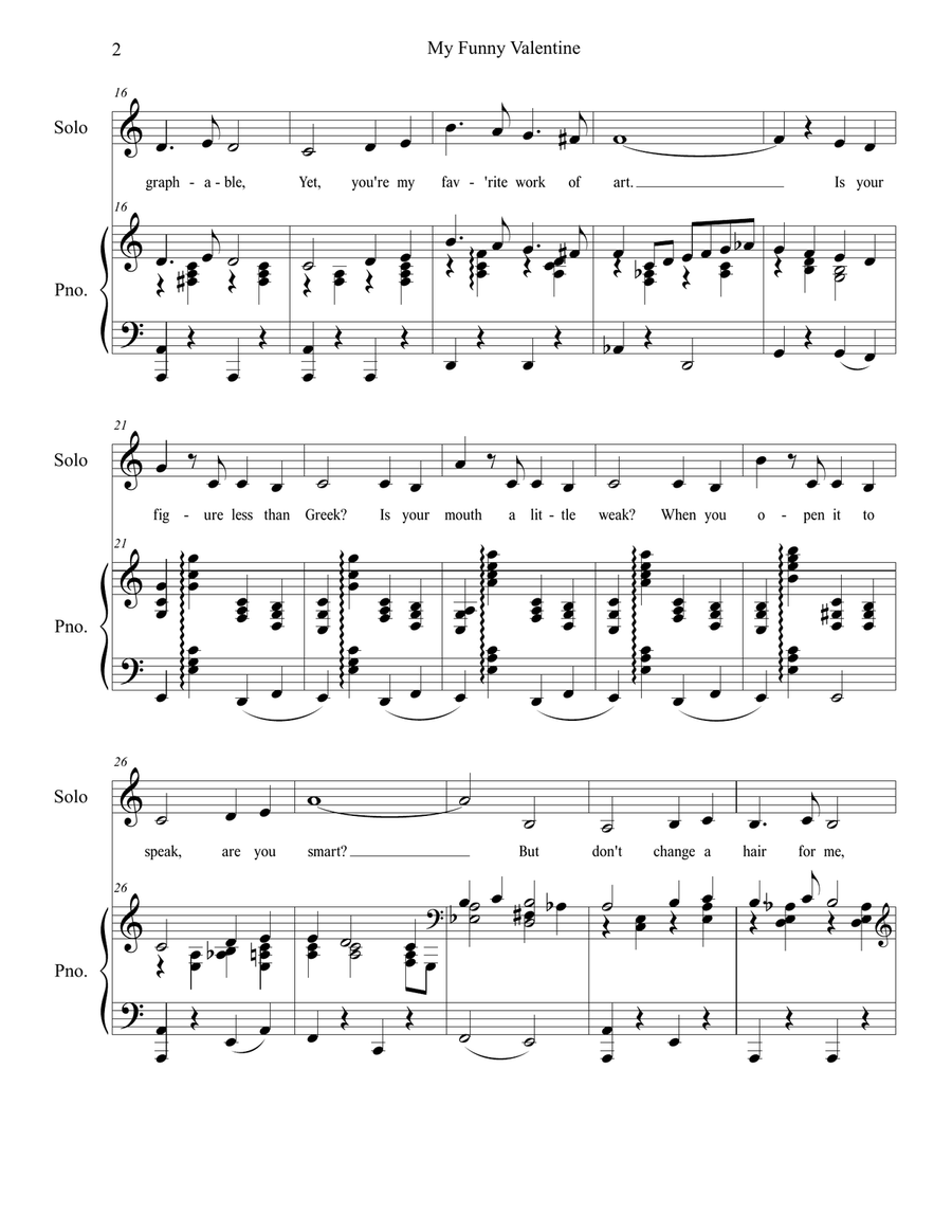 My Funny Valentine Low Voice scores gallery preview page 2